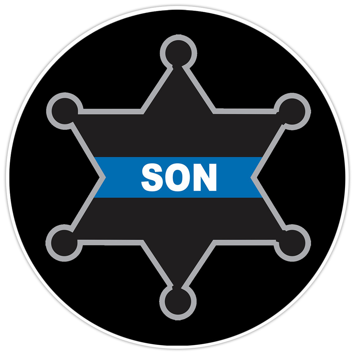 Law Enforcement Thin Blue Line Son Sheriff Badge Bumper Sticker Military 5"