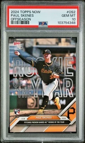 PSA 10 Paul Skenes 2024 Topps Now #OS2 ROOKIE OF THE YEAR - Pirates RC