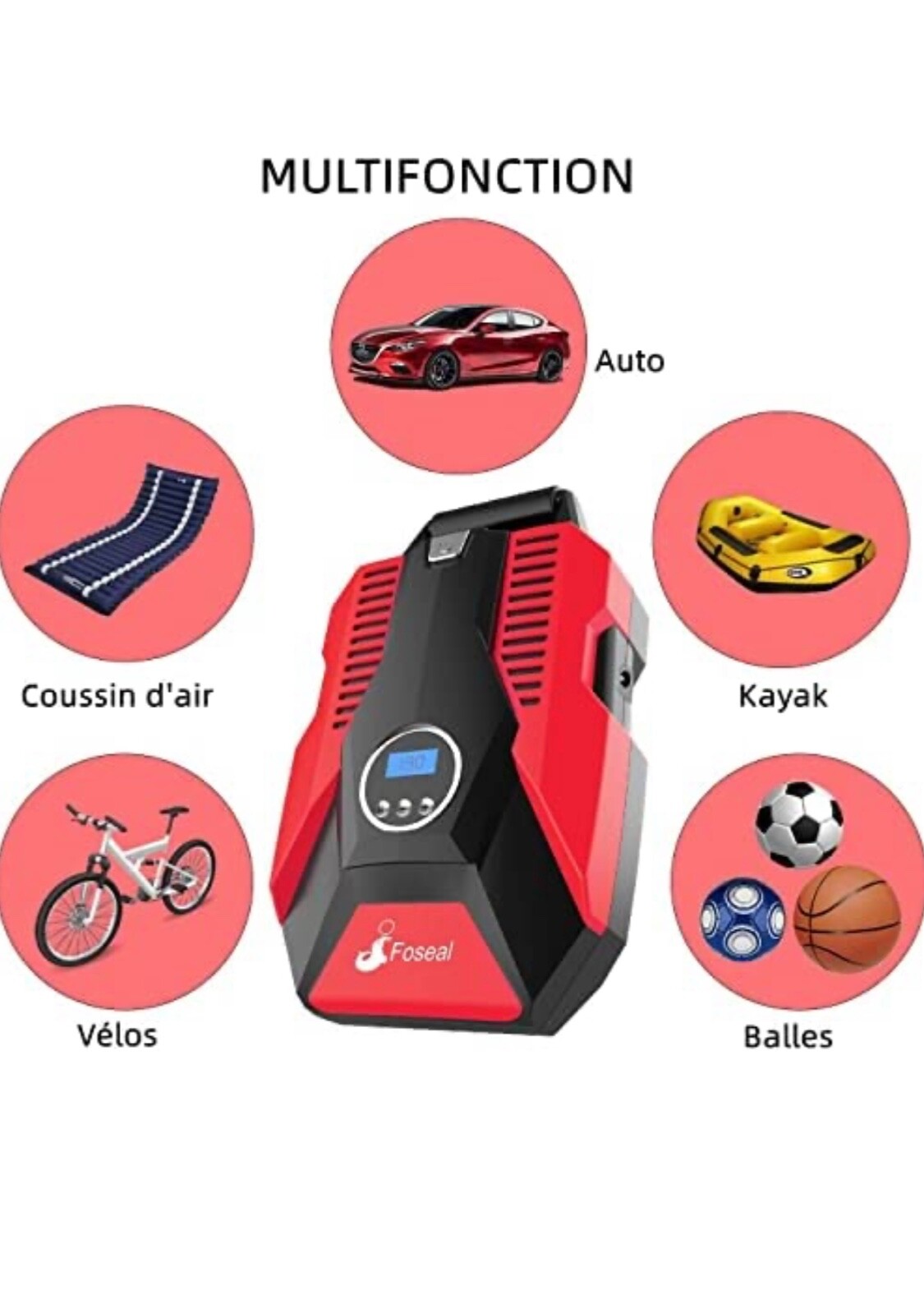 Compresseur à air portatif 150PSI pour gonflage rapide de pneu auto et moto