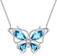 LOVELY Butterfly Pendant Necklace Silver Sterling Girlfriend Gift Anniversary