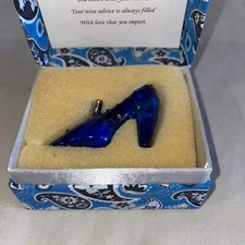 About Face Designs Messengers Ceramic Blue SHOE in Paisley Box for Grandma