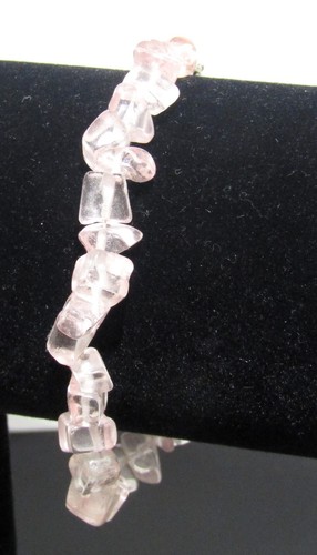 Handmade Bracelet with Pale Pink Glass Stones with matching Earrings - Picture 2 of 3
