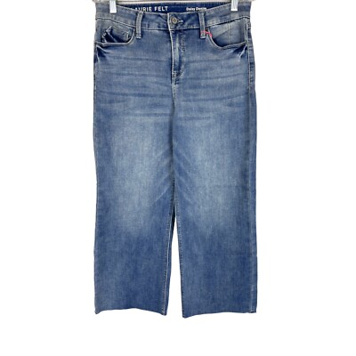 Laurie Felt Women's Regular Daisy Denim Wide Leg Crop Jeans Light Vintage Size 6