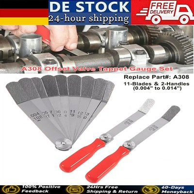 for CTA Tools A308 Offset Valve Tappet 11-Blade 0.004'' - 0.014'' Feeler Gauge Set