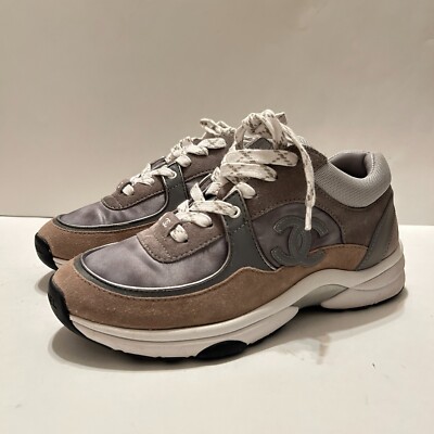 Authentic Chanel Women's Size CC Logo Sneakers Grey