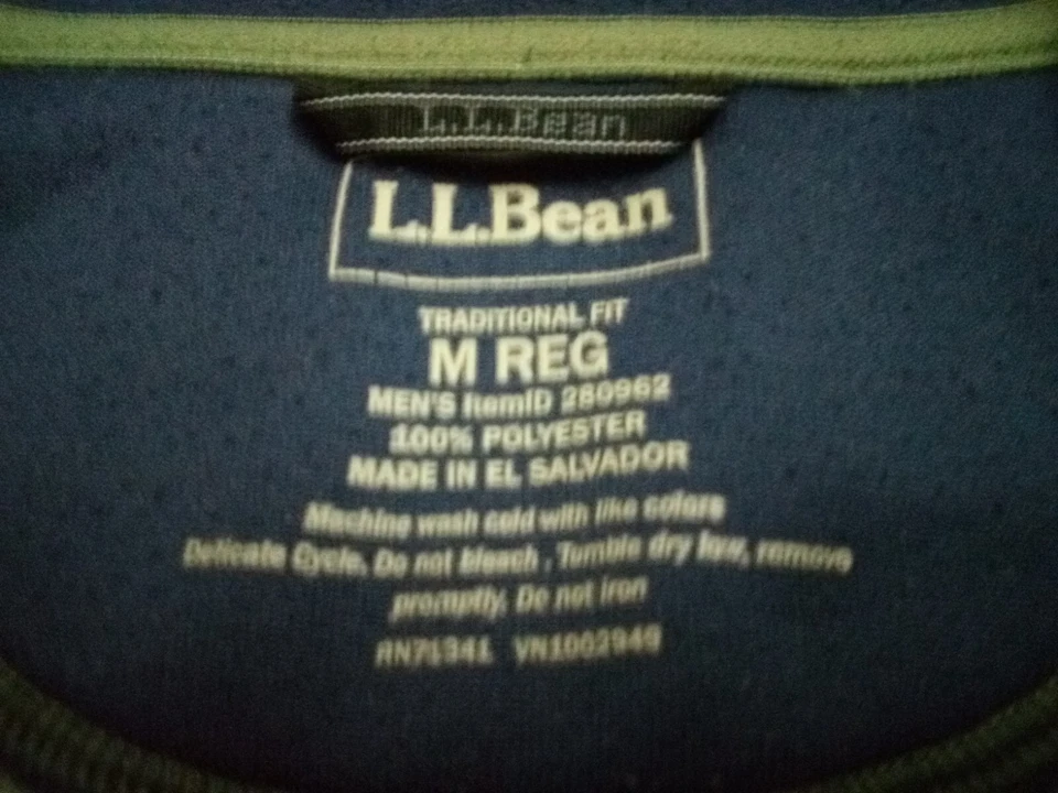 LL Bean Pullover Fleece Men M-Reg Green 1/4 Zip Long Raglan Sleeve - Image 2 of 4