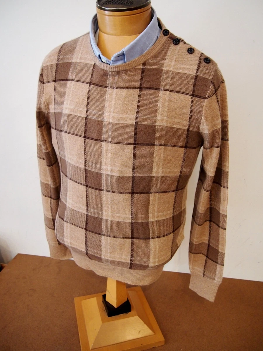 Plaid crew online neck sweater