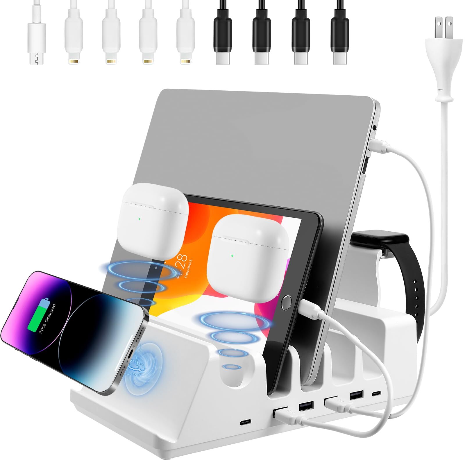 150W 6-Port Fast Wireless Charging Station for Phones & Devices  