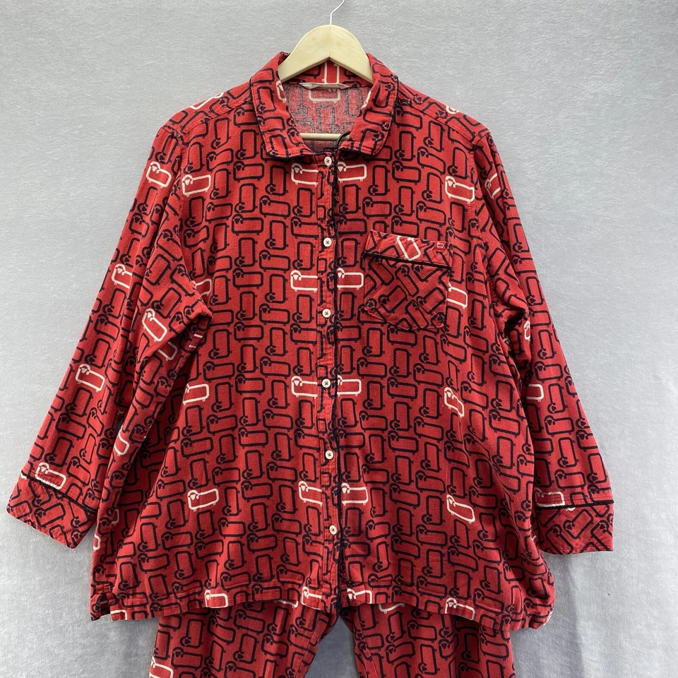 Conjunto de pijama de algodón XXL de franela roja Woolrich negro blanco oveja para mujer Foto 2 de 4