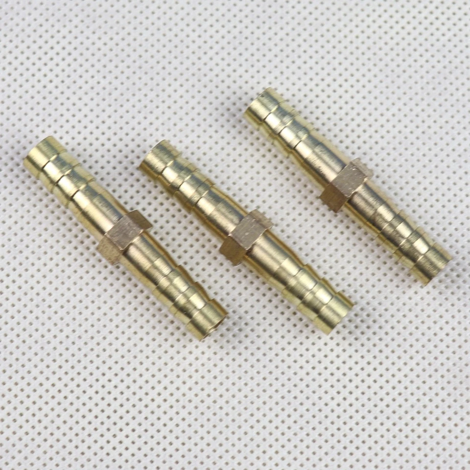 3Pcs 6mm 1/4" Brass Fitting Pipe Tubing Straight Union Hose Barb Water Gas Air - Image 4 of 4