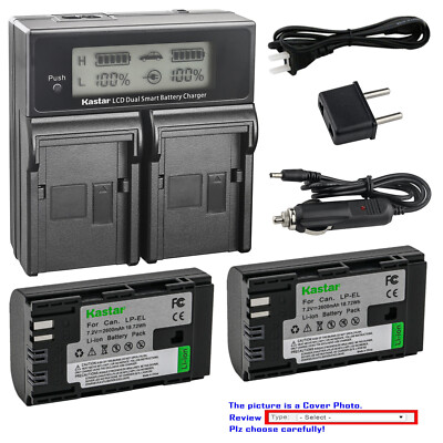 Kastar LP-EL Lithium-Ion Battery LCD Fast Charger for Canon EL-1 E-TTL E-TTL II