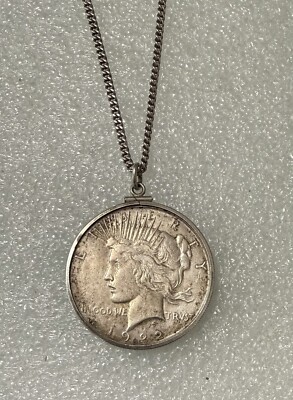 1922 PEACE DOLLAR US Silver Coin NECKLACE Sterling Silver