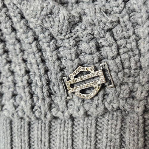 Harley Davidson Sweater Womens Sz S Gray Full Zip Knitted Embroidered Motorcycle - Picture 7 of 14