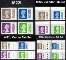 2022 M22L BARCODED TARIFF MACHIN SINGLES SETS - COLOUR, DATE OR CYLINDER TABS