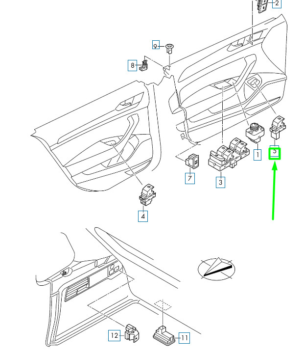 Interrupteurs de trappe de réservoir/hayon pour VW Passat B8 3G 3G0959903Bwhs