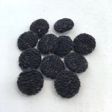24 Black Gray Round Knit Covered Shank Buttons Sewing 24 mm #BK3