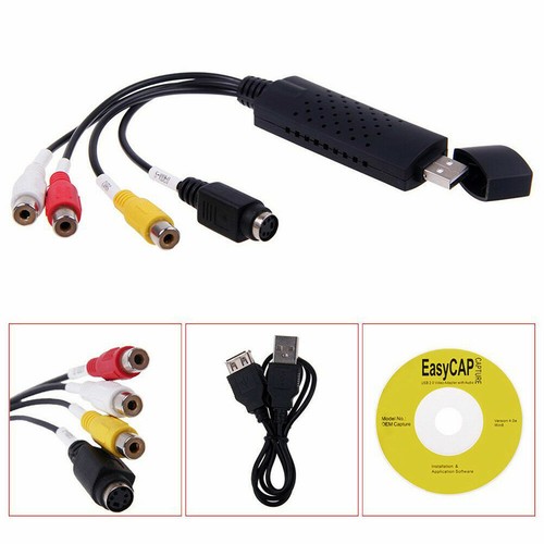 USB 2.0 Video Audio Capture Card Adapter VHS VCR TV to DVD Converter With Driver - Picture 2 of 9