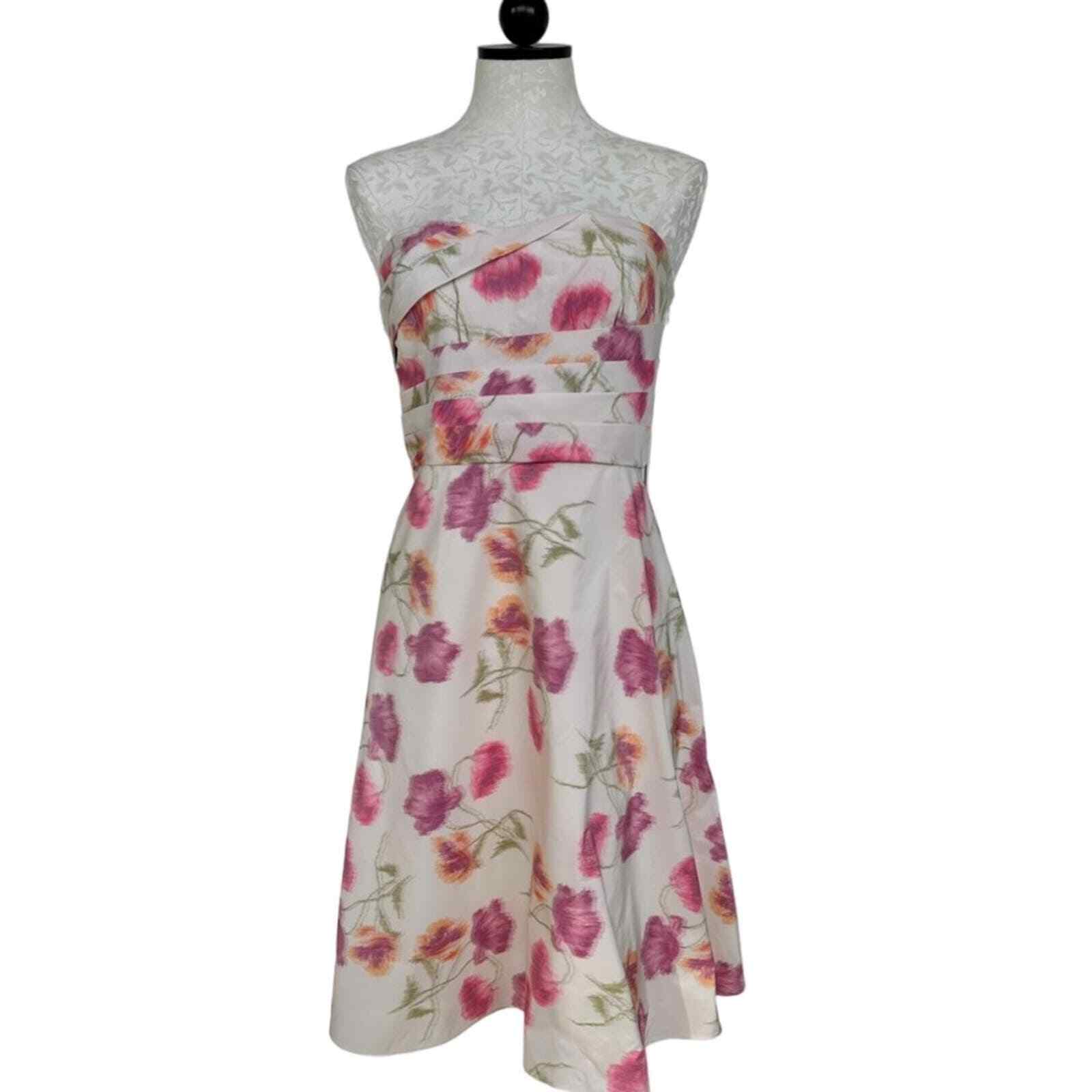 Banana Republic Strapless Floral Dress Pleated Sw… - image 1