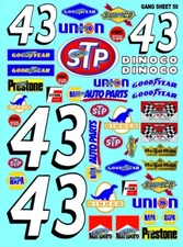 PETTY - WHITE VINYL Sticker SHEET 50-R/C MODEL Decals 1/12-1/10 PLYMOUTHrichard