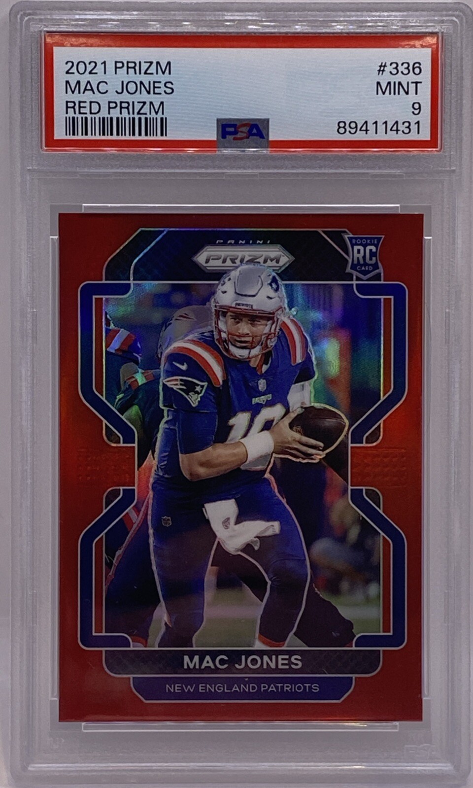 2021 Panini Prizm #336 Mac Jones Red Retail Rookie RC PSA 9 MINT Patriots SSP SP