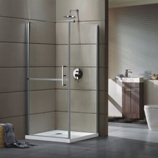 Box doccia ad angolo fisso piu' battente diviso in 2 senza profili cristallo ...