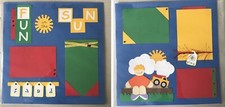 OOAK Premade Scrapbook Pages 2 12x12 FUN IN THE SUN Handmade Layout