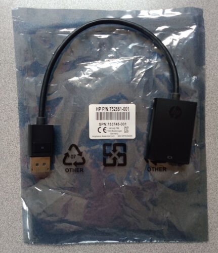 *High Quality* - HP - VGA to Display Port Cable Adapter - Black - HP 752661-001 - Picture 2 of 5