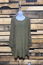 Gap Flounce Hem Dress Long Sleeve Swing Olive Green NWT Women’s Size Large Tall