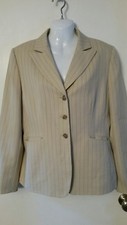 Tahari Arthur S. Levine Beige Pin Striped Blazer Jacket Lined SZ 10 EUC 