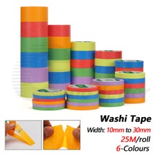 Colored Masking Tape 10mm - 30mm X 25m DIY Craft Painter Easy Tear Assorted Set