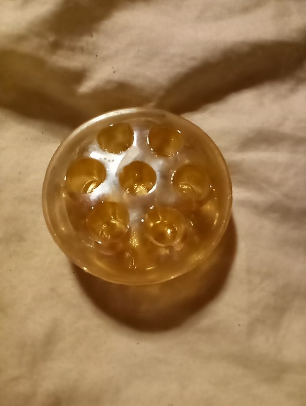 Vintage Light Amber Seven Hole Flower Frog