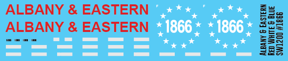 HO Scale - Albany Eastern Locomotive Switcher 1866 Decals
