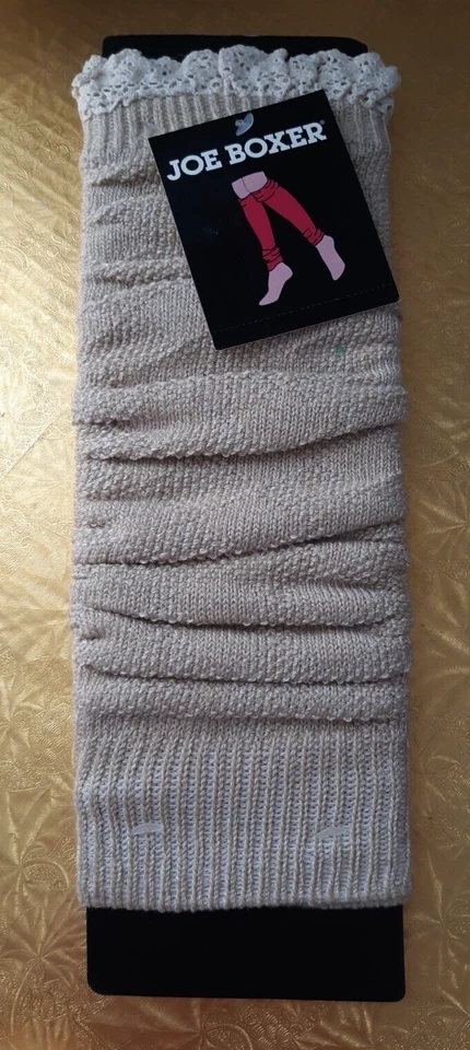 Preciosos calentadores de piernas JOE BOXER beige crema encaje mujer tejido Foto 2 de 3