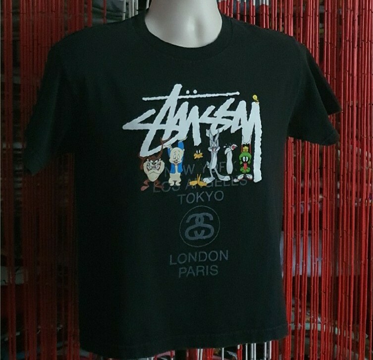 SS14 Stussy kids Looney Tunes black tee L large T-shirt boys