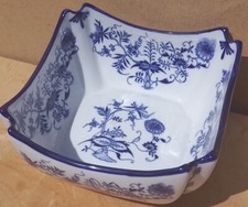 Vintage Old Antique blue white large heavy 11" bowl dish Decorative Display tabl