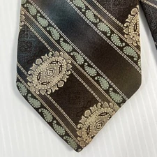 Curlee Mens Vintage Tie 3.25 in W x 54 L Polyester Brown Blue Paisley Medallion