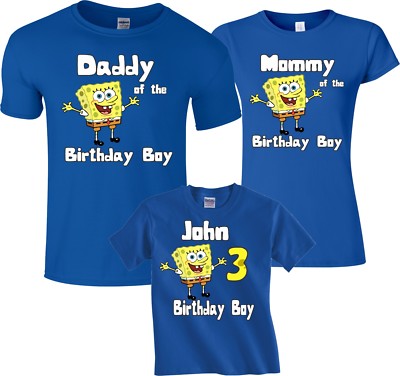 SpongSquare Birthday boy Birthday Family  Funny Cute matching T-Shirts 