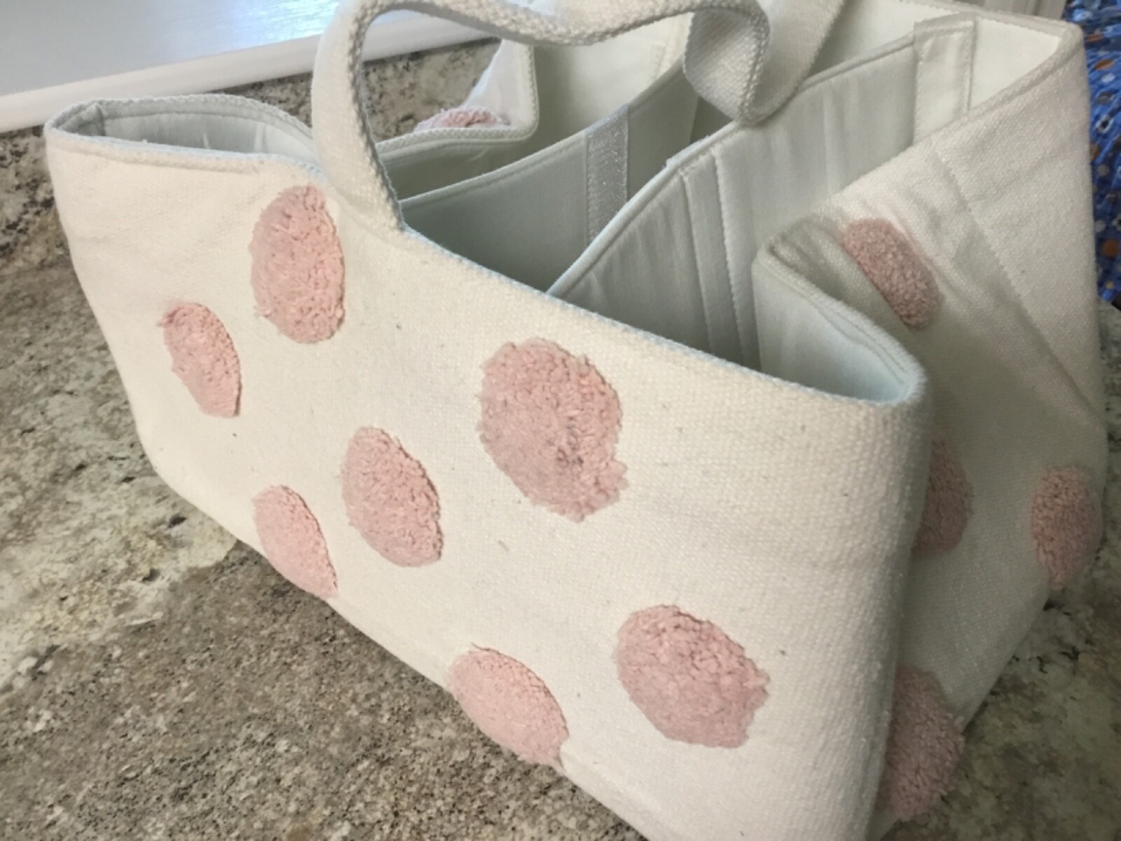 Pottery barn kids embroidered dot nursery storage diaper caddy blush