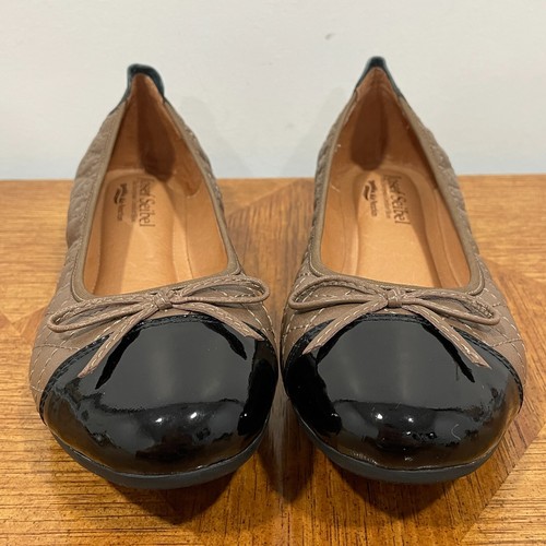 Josef Seibel Pippa Ballet Flat Shoe Women 38 / 7 Brown Black Leather Cap Toe Bow - Picture 3 of 12