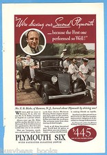 1933 Plymouth Advertisement Plymouth Coupe Color Photo Mr. E. B. Blake