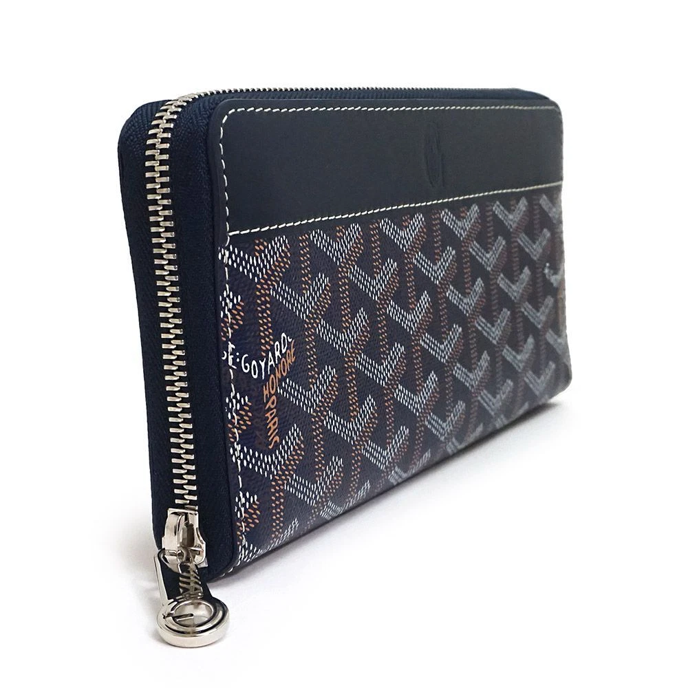 Goyard Blue Goyardine Coated Canvas Zip Around Wallet Goyard