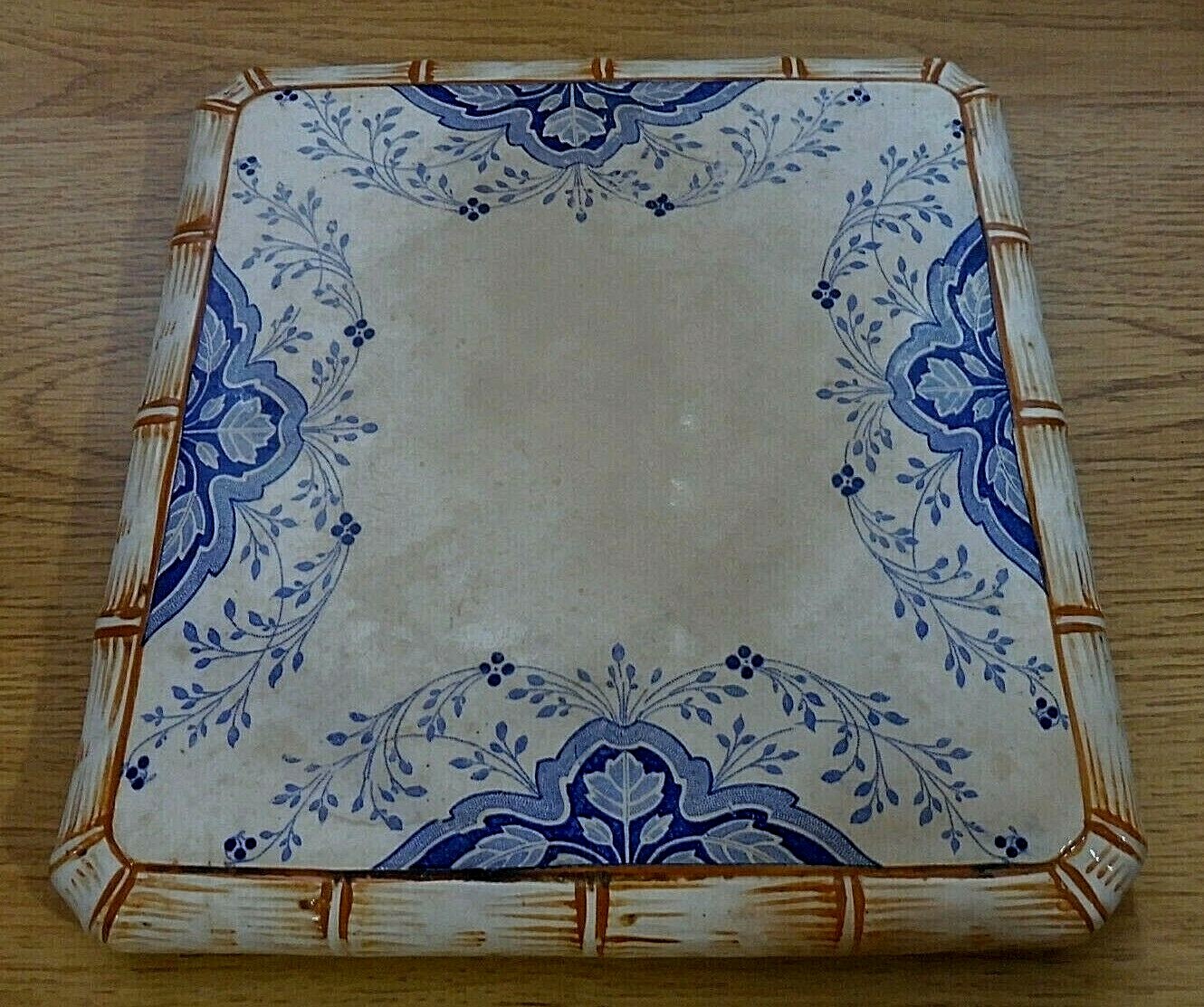 Dessous De Plat Ancien En Bois – Trivette Bleue, Fait Main, Style Vintage
