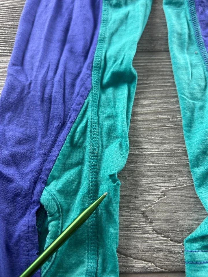 Stoic女式100%美利奴羊毛1/4拉链长袖紫色/青色块 — 第 2/4 张图片