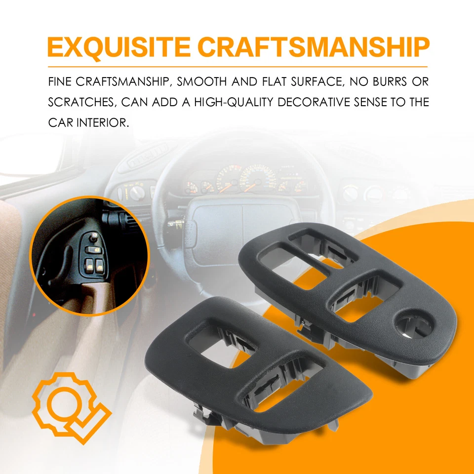 Black Power Lock Switch Trim Bezel Pair for 1993 1994 1995 1996 Chevrolet Camaro - Image 2 of 4