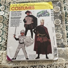 McCall's 6720 Prince Knight King Medieval Costume Teen Men FF Uncut Size Medium