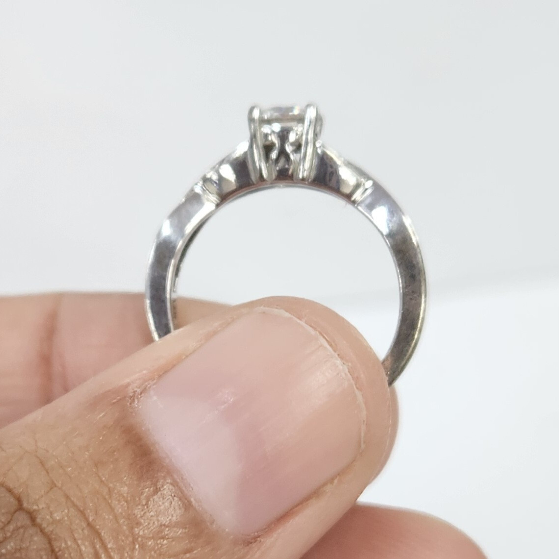 Sterling Silver Solitaire Ring Round Cut Simulate… - image 4