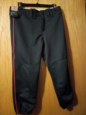 Womens Mizuno belted piped fastpitch softball pants black elastic