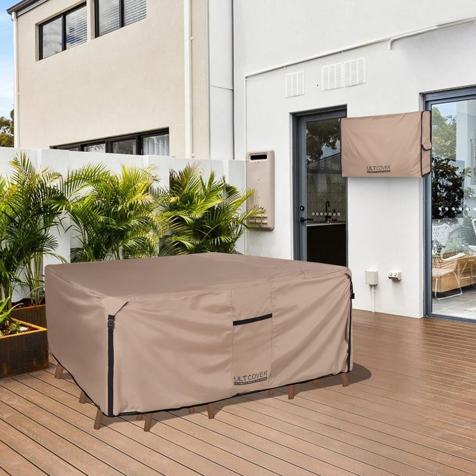 ULTCOVER Rectangular Patio Heavy Duty Table Cover 600D Tough Canvas