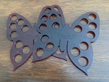 Vintage The Butterfly Yarn Organizer Taiwan Amber Acrylic LOT of 2 NOS