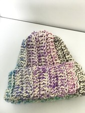 Handmade NEW Chunky AQUA PURPLE Warm Winter Crochet Knit Hat Cap Beanie Slouchy